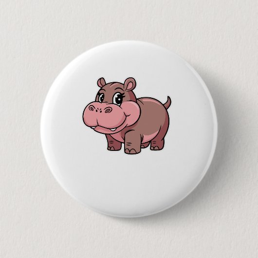 Niedlich Baby Hippo Moo Deng Long Sleeve T - Shirt Button (Vorderseite)