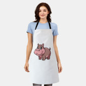 Niedlich Baby Hippo Moo Deng Long Sleeve T - Shirt Schürze (Getragen)