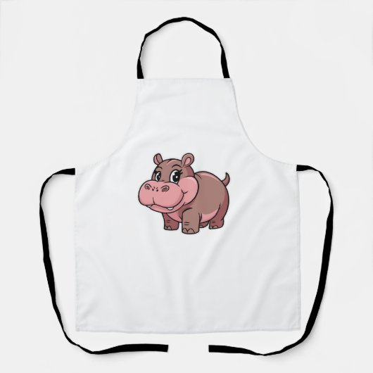 Niedlich Baby Hippo Moo Deng Long Sleeve T - Shirt Schürze (Vorderseite)