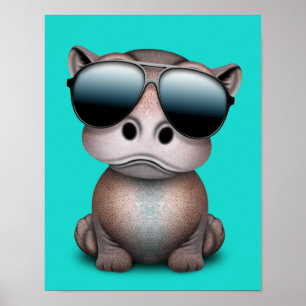 Niedlich Baby Hippo Sonnenbrille tragen Poster