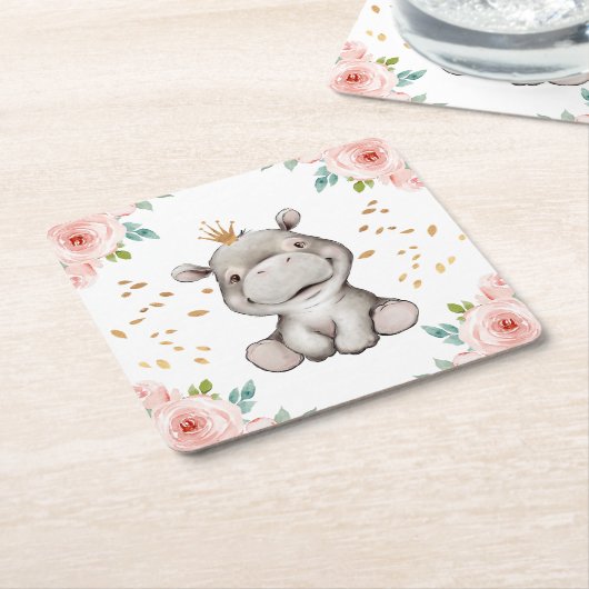 Niedlich Baby Hippopotamus Paper Untersetzer (angewinkelt)