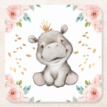 Niedlich Baby Hippopotamus Paper Untersetzer
