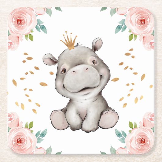 Niedlich Baby Hippopotamus Paper Untersetzer (Vorderseite)