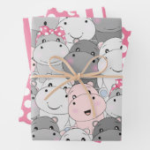 Niedlich Baby Hippos Wrapping Paper Set Geschenkpapier Set (Beispiel)