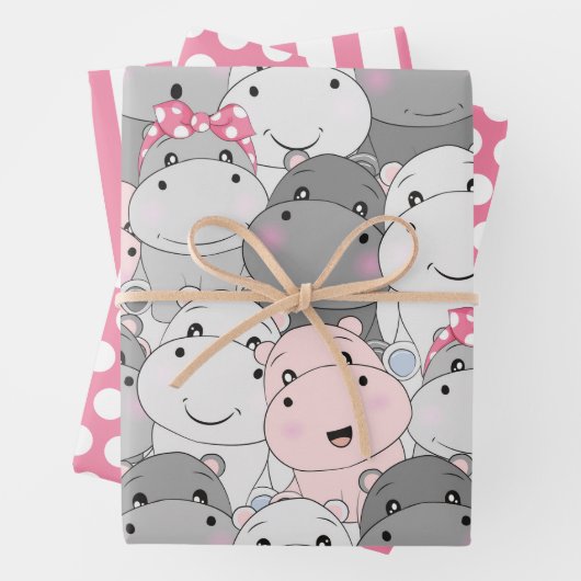 Niedlich Baby Hippos Wrapping Paper Set Geschenkpapier Set (Beispiel)