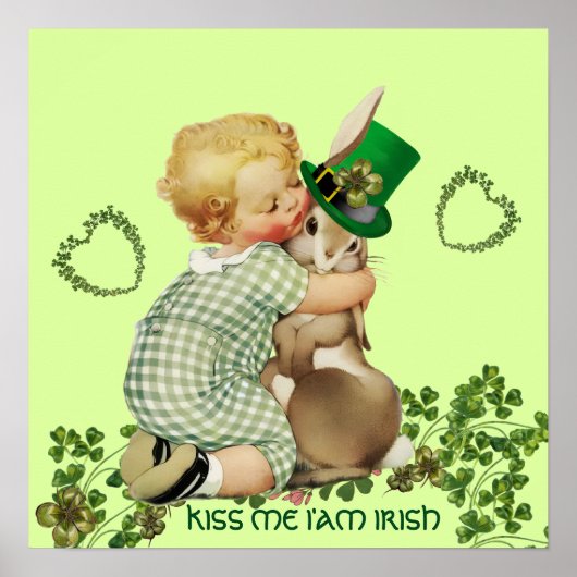 NIEDLICH BABY HUGGING RABBIT Irish St. Patrick's D Poster (Vorne)
