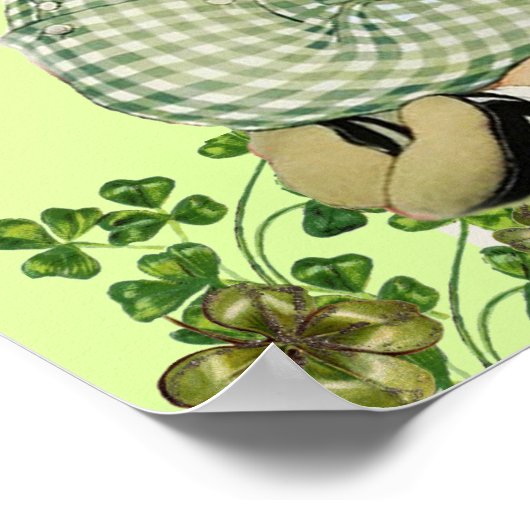 NIEDLICH BABY HUGGING RABBIT Irish St. Patrick's D Poster (Ecke)