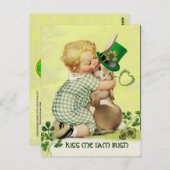 NIEDLICH BABY HUGGING RABBIT Irish St. Patrick's D Postkarte (Vorne/Hinten)