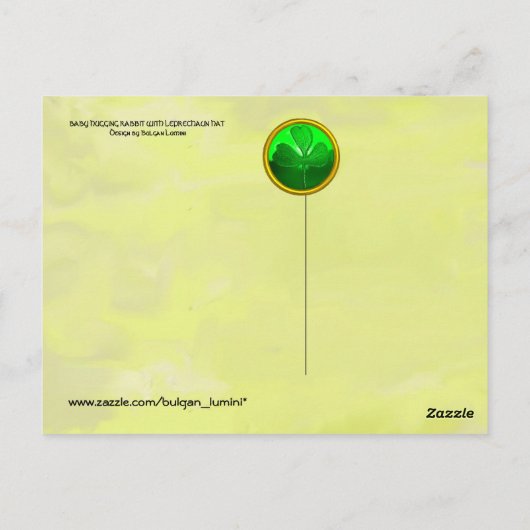 NIEDLICH BABY HUGGING RABBIT Irish St. Patrick's D Postkarte (Rückseite)