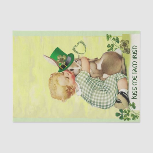 NIEDLICH BABY HUGGING RABBIT Irish St. Patrick's D Seidenpapier (Vorderseite)