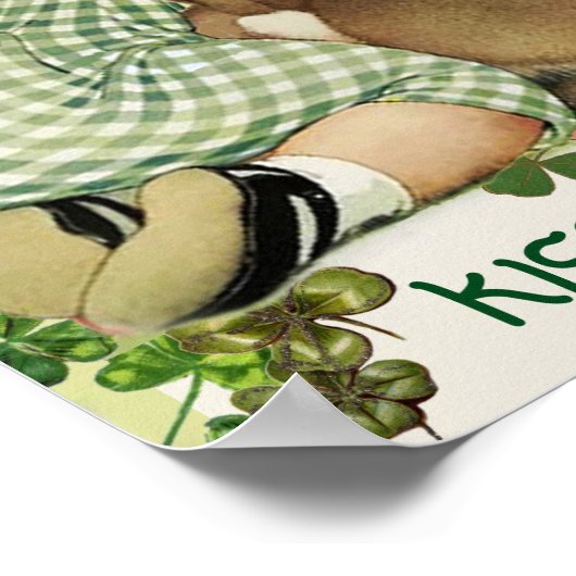 NIEDLICH BABY HUGGING RABBIT Irish St.Patrick's Da Poster (Ecke)