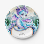 Niedlich Baby Ice Dragon Birthday Pappteller (Vorderseite)