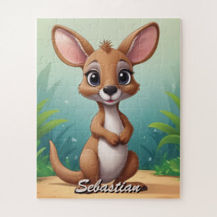 Niedlich Baby Kangaroo mit Namen Puzzle