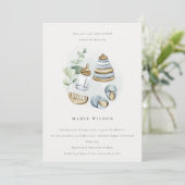 Niedlich Baby Kinderzimmer Essential Blue Boy Baby Einladung (Stehend Vorderseite)