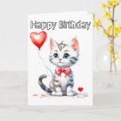 Niedlich Baby Kitten Happy Birthday Karte (Gelbe Blume)