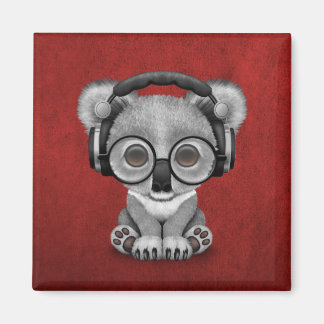 Niedlich Baby Koala Bear Dj Tragen Kopfhörer auf R Magnet