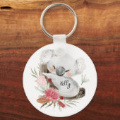 Niedlich Baby Koala Gold Speckle Individuelle Name Schlüsselanhänger (Vorderseite)