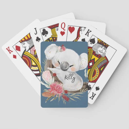 Niedlich Baby Koala Gold Speckle Individuelle Name Spielkarten (Rückseite)