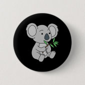 Niedlich Baby Koala mit Eukalyptus-Blätter Button (Vorderseite)