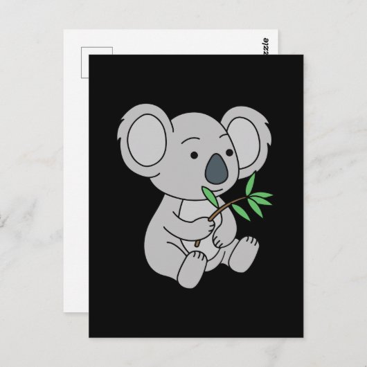 Niedlich Baby Koala mit Eukalyptus-Blätter Postkarte (Vorne/Hinten)