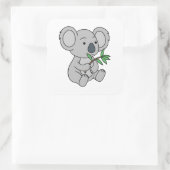 Niedlich Baby Koala mit Eukalyptus-Blätter Quadratischer Aufkleber (Tasche)