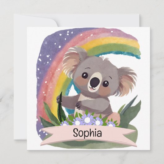 Niedlich Baby Koala Rainbow Individuelle Name (Vorderseite)