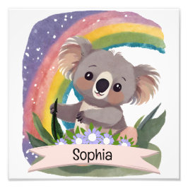 Niedlich Baby Koala Rainbow Individuelle Name Fotodruck