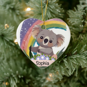 Niedlich Baby Koala Rainbow Individuelle Name Keramik Ornament