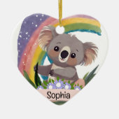 Niedlich Baby Koala Rainbow Individuelle Name Keramik Ornament (Vorne)