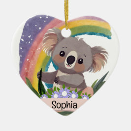 Niedlich Baby Koala Rainbow Individuelle Name Keramik Ornament
