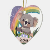 Niedlich Baby Koala Rainbow Individuelle Name Keramik Ornament (Links)