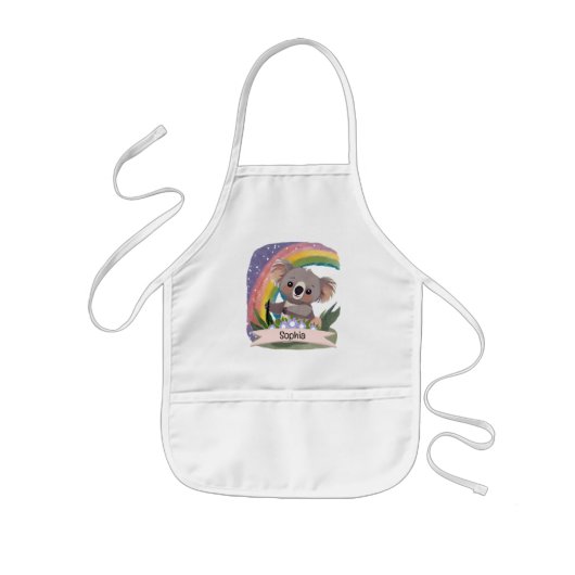 Niedlich Baby Koala Rainbow Individuelle Name Kinderschürze (Vorne)