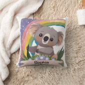 Niedlich Baby Koala Rainbow Individuelle Name Kissen (Decke)