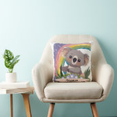 Niedlich Baby Koala Rainbow Individuelle Name Kissen (Stuhl )
