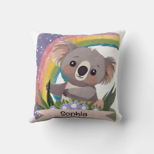 Niedlich Baby Koala Rainbow Individuelle Name Kissen