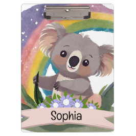 Niedlich Baby Koala Rainbow Individuelle Name Klemmbrett