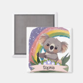 Niedlich Baby Koala Rainbow Individuelle Name Magnet (Vorderseite/Rückseite)