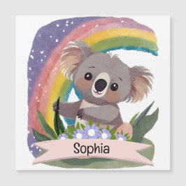 Niedlich Baby Koala Rainbow Individuelle Name Magnetkarte