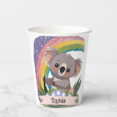 Niedlich Baby Koala Rainbow Individuelle Name Pappbecher (Rückseite)