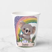 Niedlich Baby Koala Rainbow Individuelle Name Pappbecher (Vorderseite)