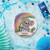 Niedlich Baby Koala Rainbow Individuelle Name Pappteller (Party)
