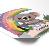 Niedlich Baby Koala Rainbow Individuelle Name Poster (Ecke)