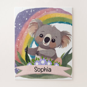 Niedlich Baby Koala Rainbow Individuelle Name Puzzle