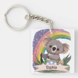 Niedlich Baby Koala Rainbow Individuelle Name Schlüsselanhänger