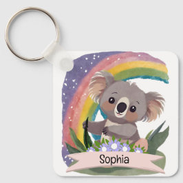 Niedlich Baby Koala Rainbow Individuelle Name Schlüsselanhänger