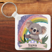Niedlich Baby Koala Rainbow Individuelle Name Schlüsselanhänger (Vorderseite)