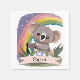 Niedlich Baby Koala Rainbow Individuelle Name Serviette
