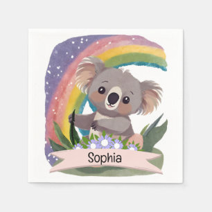 Niedlich Baby Koala Rainbow Individuelle Name Serviette
