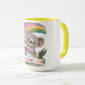 Niedlich Baby Koala Rainbow Individuelle Name Tasse (VorderseiteRechts)