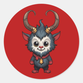 Niedlich Baby Krampus Runder Aufkleber